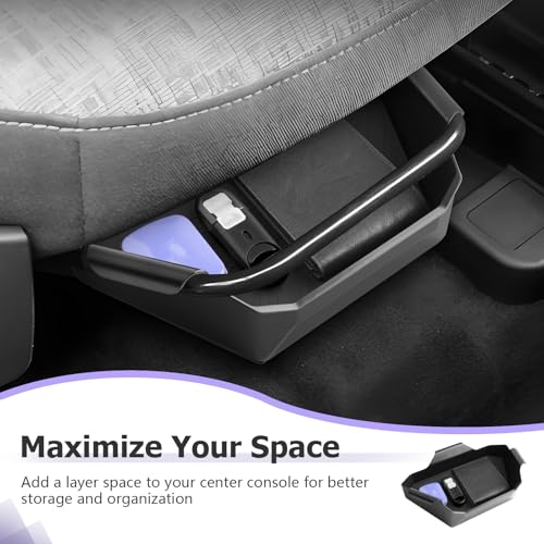 Image of LUWU 2-Pack Under Seat Storage Box Compatible with 2021-2024 2025 2026 Ford Maverick Accessories Center Console Organizer Armrest Console Secondary Storage Box Insert Tray ABS Material Black