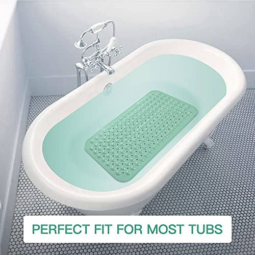 Yinenn Bath Tub Shower Stall Mats 31X15.5 Inch Non-Slip And Latex Free, Bathtub Mat With Suction Cups, Machine Washable Bathroom Mats With Drain Holes (Light Green) #TOP6