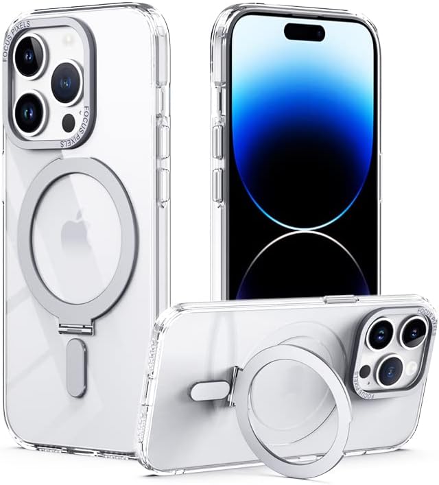 QLTYPRI Funda magnética para iPhone 13 Pro Max compatible con MagSafe con soporte invisible, delgada, translúcida mate, a prueba de golpes, funda