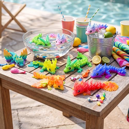 Image of JOYIN 8 Pcs 3D Printed Dragon, 4.4 inch Colorful 3D Printed Flexible Articulated Dragon Fidget Toys for Office Desk Decor, Autism Stress Relief Fidget Toys for Kids & Adults Gift