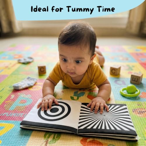 Image of Nubokind Flash Cards for New Born Baby | High Contrast Flash Cards for 0-3 Months (Pack of 3 Soft Books) | Black and White High Contrast Baby Toys for 0-6 Months | Sensory Tummy Time Toys for Babies