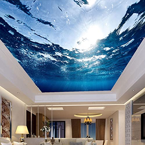 LHGBGBLN 3D Mural Wallpaper Wall Cloth Underwater World Sea Water Living Room Bedroom Ceiling Mural Wallpaper Wall Art