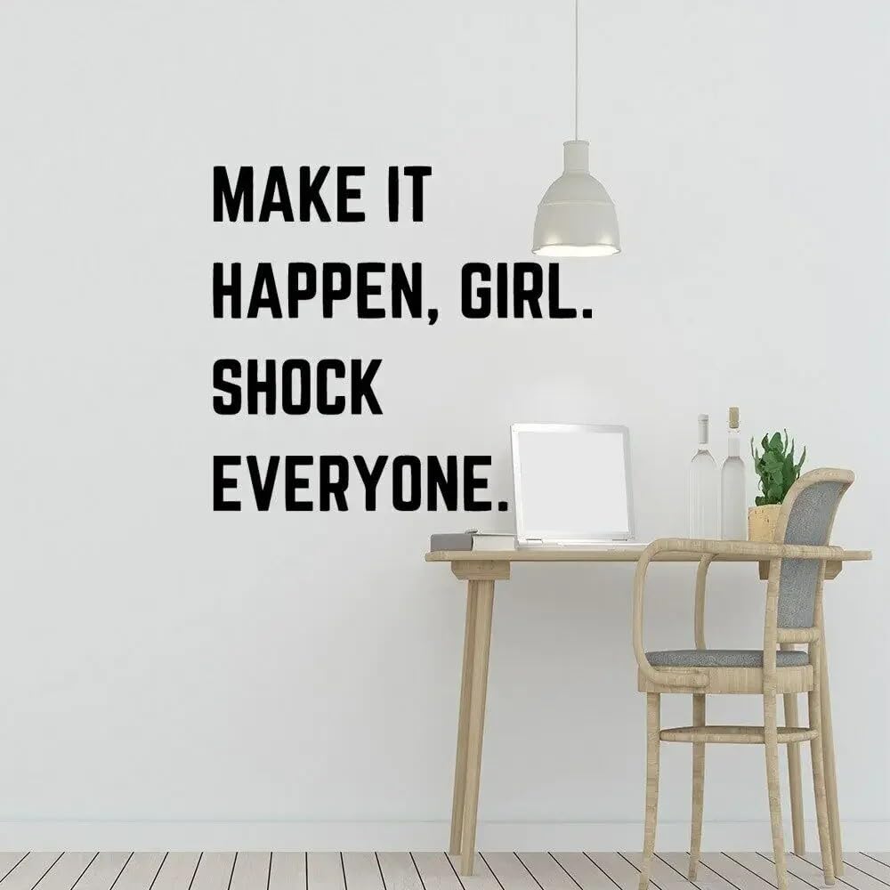 Inspirational Quotes Wall Sticker Make It Motivational Quote Wall Decor Phrase Vinyl Decal Removable Home Girls Room 28x30cm