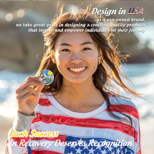 Image of Sunlight 32 Year Sobriety Coin - Recovery 32 Year AA Coins - Serenity Prayer NA AA Chips and Medallions - 1-65 Prime Living Clean Sober Token - Narcotics Alcoholics Anonymous Gifts for Men Women