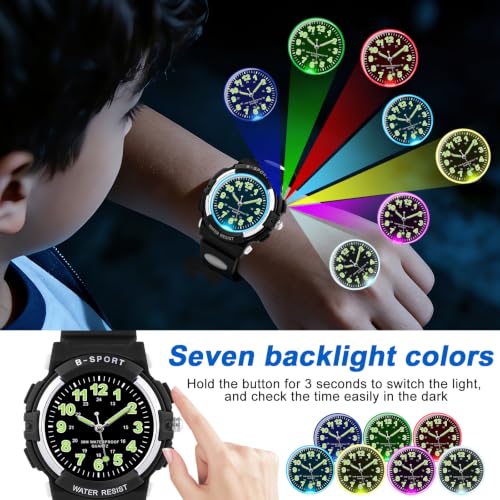 Image of CKV Kids Watch Analog Waterproof Time Teaching for Boys Girls | Acuurate Time Easy to Read with Soft TPU Band Thoughtful Present for Children age 5-15