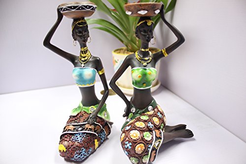 Gedengni Tbw African Figure Candles Holder Tribal Lady Figurine Statue Decor Collectible Art Piece, 8.6-Inch, Pack Of 2 #TOP3