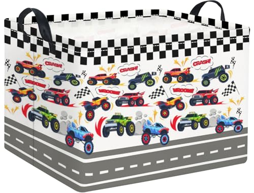 Image of Rectangular Kids Basket Baby Girl Basket Fabric Storage Bin Organizer Box Room Decor(Racing Car)