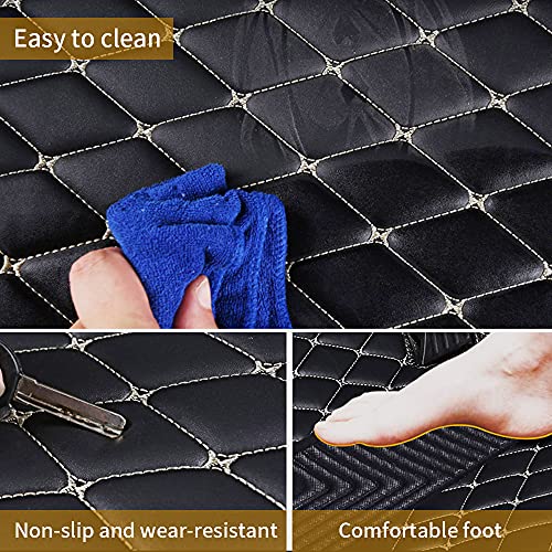 Yajomi Custom Pu Leather Car Floor Mats Fit For Suv Truck Car All-Weather Vehicle Protection Pads Full Coverage Waterproof Car Liners Non-Slip Car Floor Pads Include Door Sills (Coffee Color) #TOP6