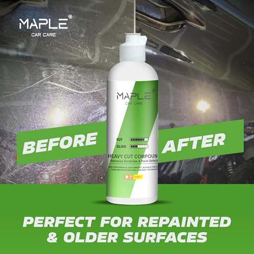 Image of Maple Car Care Heavy Cut Rubbing Compound 250 ml | Car Scratch Remover & Paint Correction Polish | High Abrasion Polishing Compound | Restores Gloss | Suitable for Old & Repainted Car Surfaces
