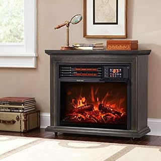 XtremepowerUS 1500W Infrared Quartz Electric Fireplace Heater Freestanding Timer with Remote Controller Wheel
