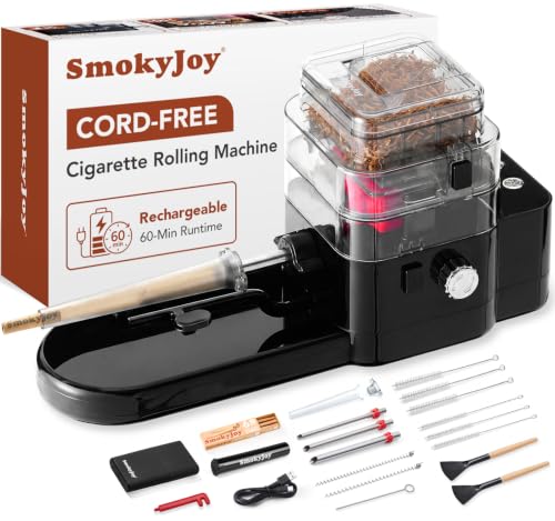 Electric Cigarette Rolling Machine Cord-Free Automatic Roller Cone Loader Machine Filler Roller Packer for Preroll Cones Pre Rolled Cigarette Tubes with Removable Rolling Tray Cigarette Holder Case