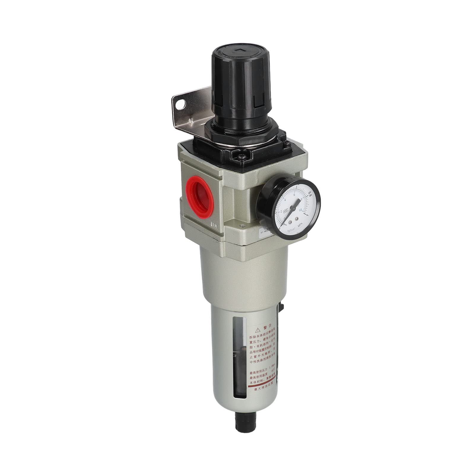 SIXRUN Separador de Aceite de Agua Regulador de Filtro de Aire de Drenaje Automático, Regulador de Filtro de Aire Comprimido de Aleación de Aluminio con Manómetro de Latón, de 40 Micrones para (G1/2)