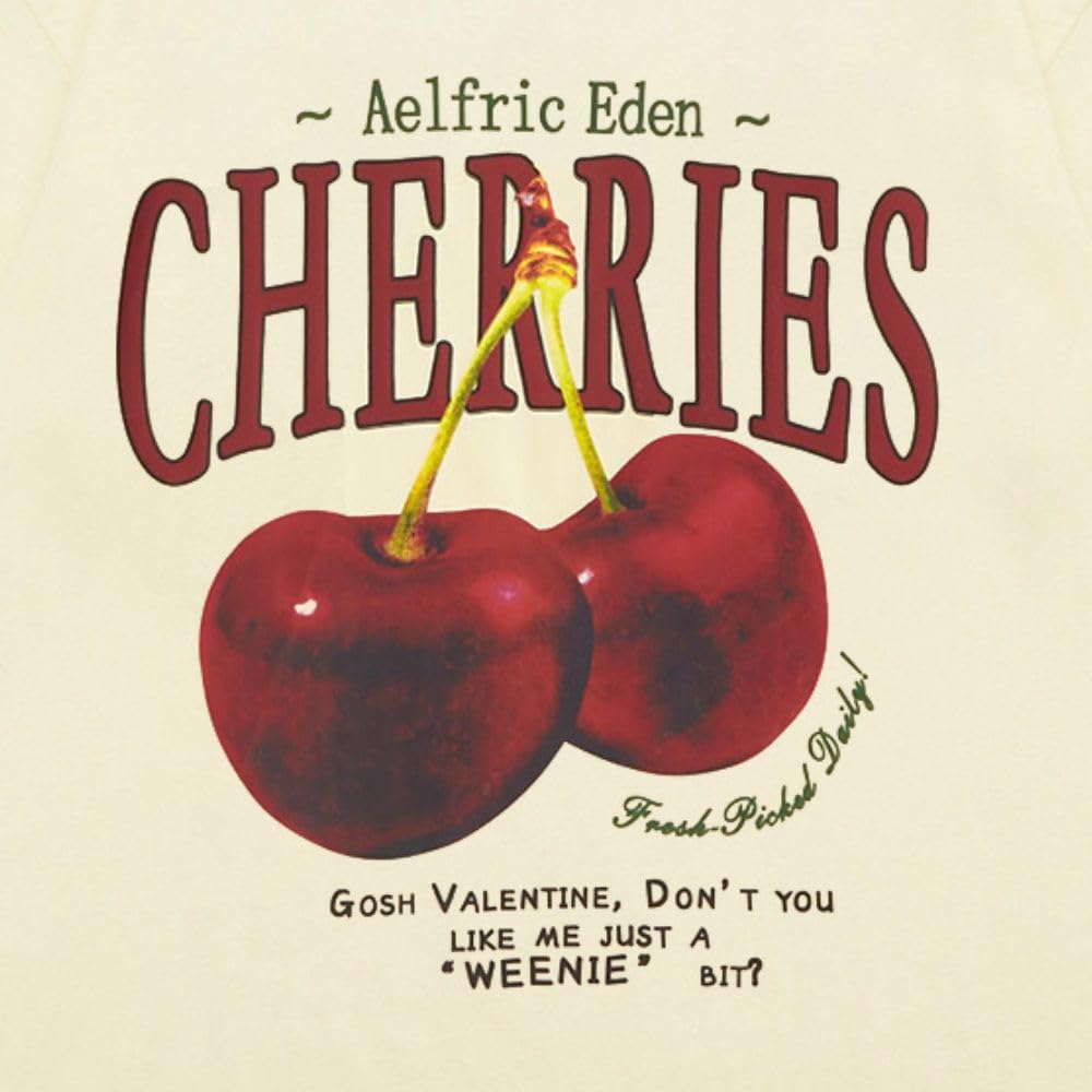 【Aelfric Eden】チェリー グラフィック Tシャツ Aelfric Eden Women Graphic Tees Cherry Oversized T Shirt