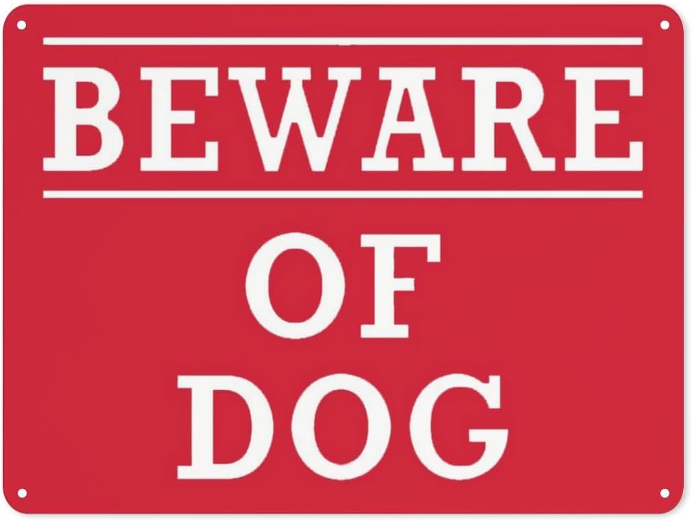 Warning Notice Danger Beware of Dog Rust Free Aluminum Tin Sign - Traffic Safety Decor with Pre-Drilled Holes for Workplace, Fence - 12x8 Inch​