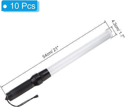 Miniatura 2 de PATIKIL Varitas de tráfico de 21 pulgadas, 10 unidades, 2 modos intermitentes, luz de advertencia LED, controlador de señal policial con cordón de