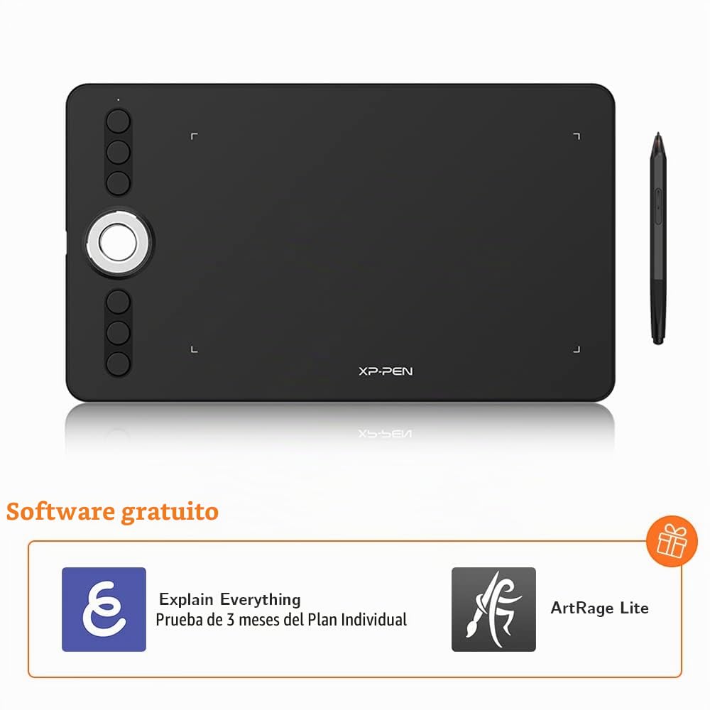 XP-PEN Deco 02 - Tableta Gráfica Dibujo Digital con Lápiz 8192 Niveles | Tableta Profesional con Goma de borrar y Botones Express, Tableta Digitalizadora Compatible con Windows, Mac OS