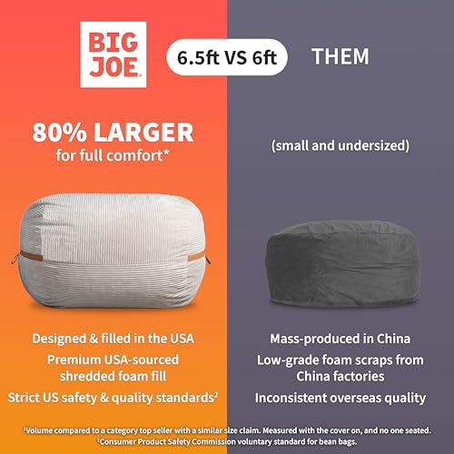 Image of Big Joe Fuf 7Ft Oversized Bean Bag Chair for Adults, Forest Brushed Denim | Premium Shredded Foam Filled, Velveteen, Adult-Sized Comfortable Seating, Supports Up to 300 lbs