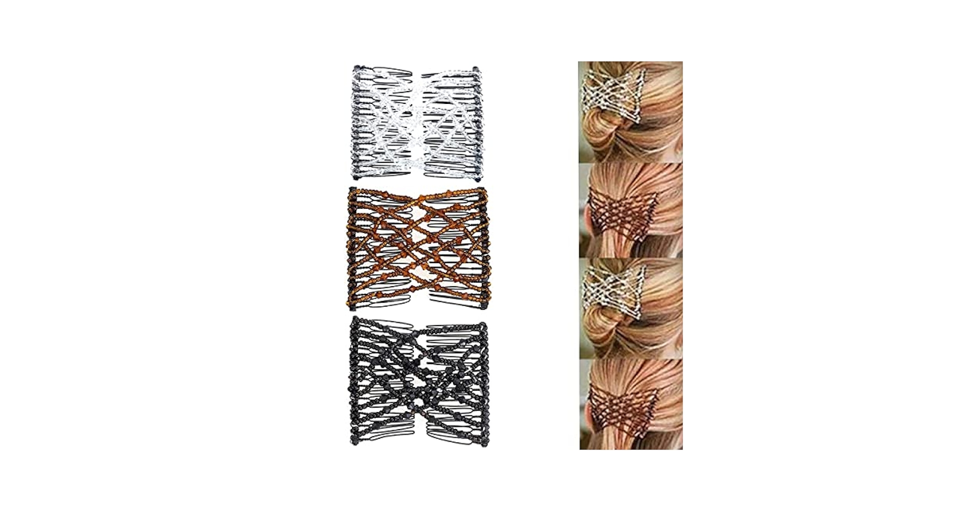 ヘアアクセサリー perverze double comb clip adjustable double slide comb hair clip women girls stretchy