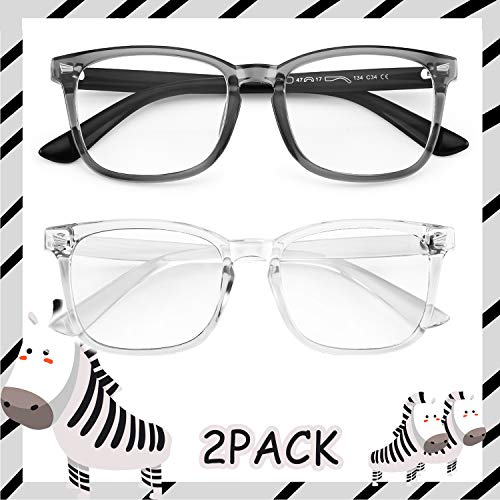 Image of KUGUAOK 2 PACK Kids Blue Light Blocking Glasses, Boys Girls Computer Gaming TV Glasses, Lightweight Eyeglasses Frame (Age 4 to 12)