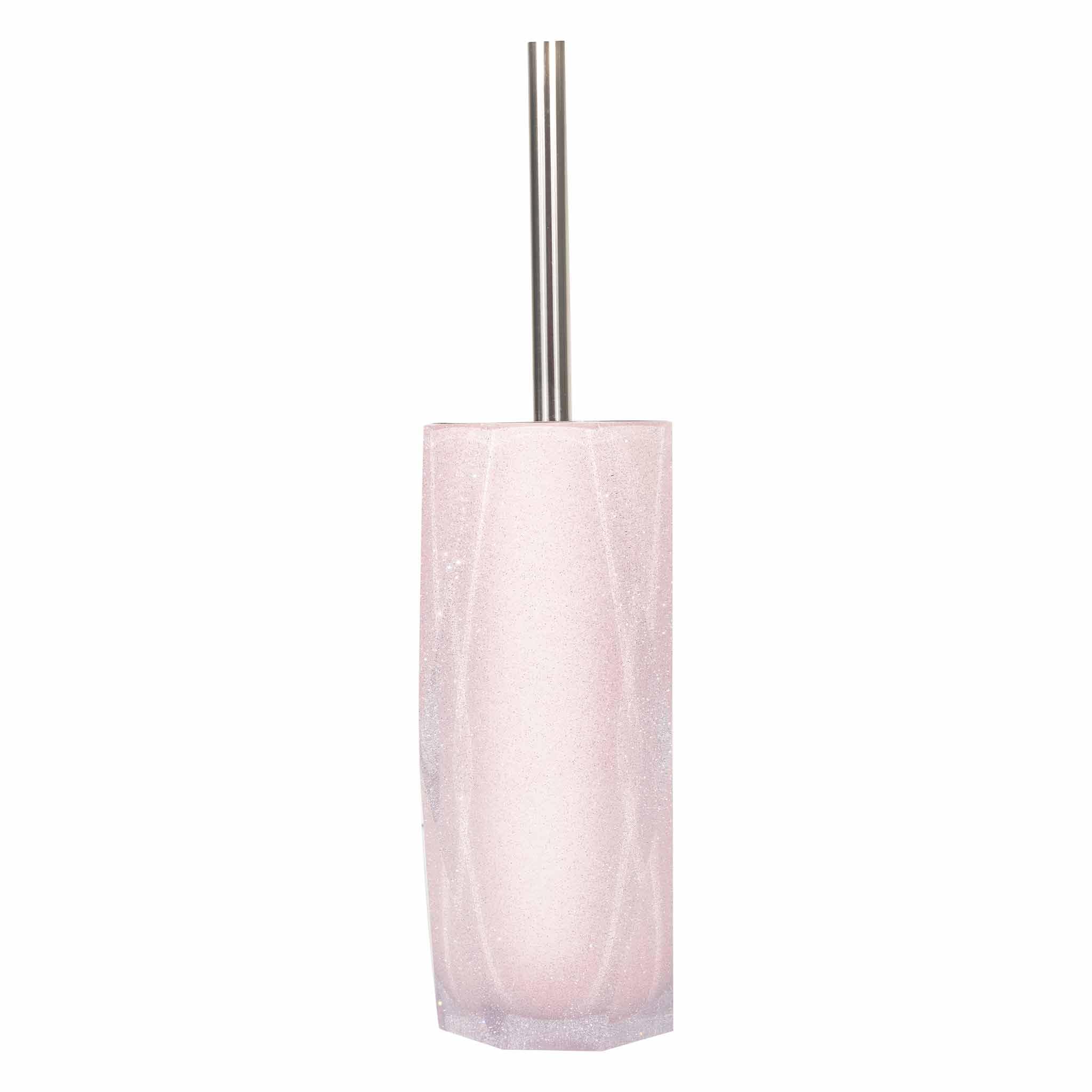Faceted Toilet Brush, Cast Resin, Anti-Slip Pads, Sold Individually, Pink