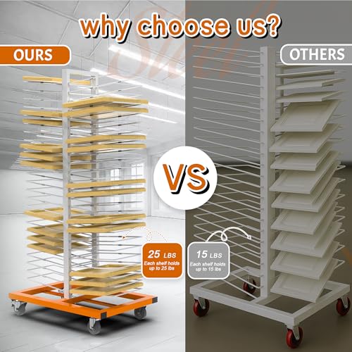 Image of MOOFI 50 Shelves Paint Drying Rack with 4 Locking Casters for Cabinet & Full-Size Doors Drying Rack - Heavy Duty Art Studio Space Saving Storage Rack, 2.1 inch Shelf Spacing, 25lbs Capacity per Level