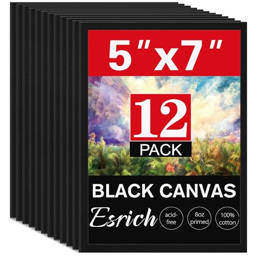 ESRICH 5x7 Canvas for Painting, 12 Pack Small Canvases...