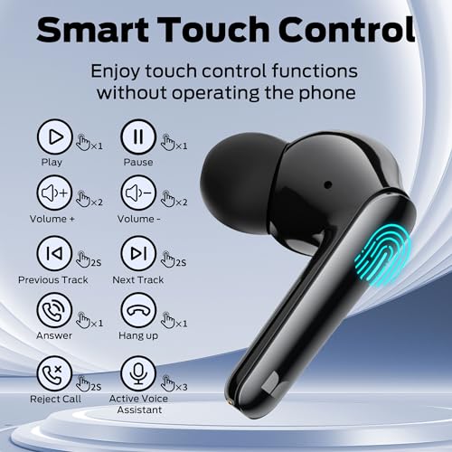 Image of Monster N-Lite 203 AirLinks Wireless Earbuds, Bluetooth 5.3 Headphones HiFi Stereo, Wireless Earphones with HD Clear Call, 30H Playback, Touch Control, Type-C Charging, IPX6 Waterproof in-Ear Earbuds