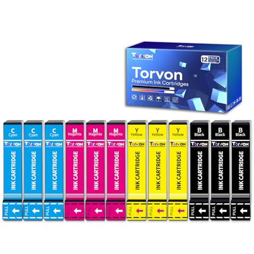 Torvon Ink Cartridges Multipack Replacement for Epson 603 XL 603XL Ink Cartridges Compatible with Expression Home XP-3100 XP-4100 XP-2100 XP-2105 XP-3105 WF-2810 WF-2830 WF-2835 WF-2850(12-Pack)