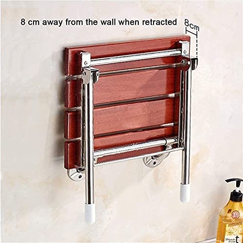 Siège de douche rabattable en bois avec pieds de support de sécurité - 4