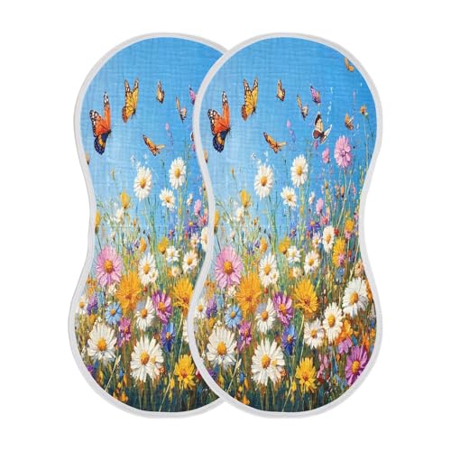 JUZIHAI 4Pack Beautiful Flowers Baby Burp Cloths Soft Cotton Burp Rags,Super Absorbent Burp Cloth Bag for Newborn Baby Boys/Girls2