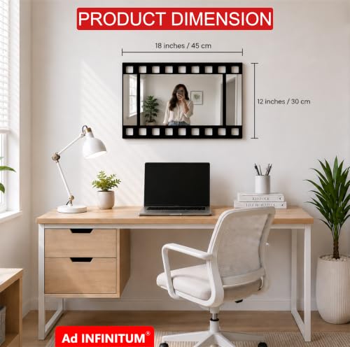 Image of AD INFINITUM Multilayer Wooden Wall Art With Mirror Hanging Decor for Contemporary Home, Bedroom, Living Room, Office etc., (Film Negative)
