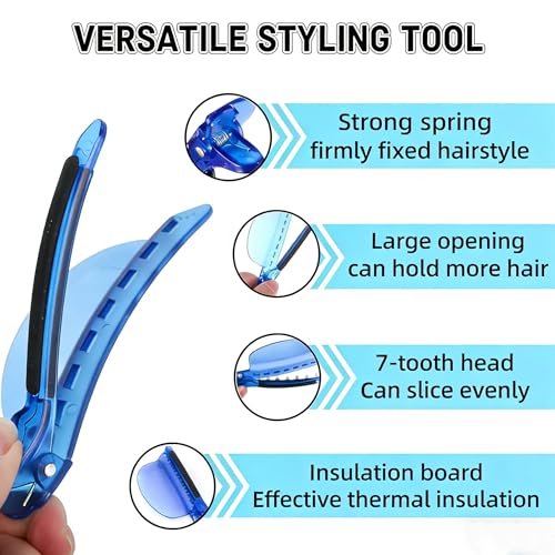 Pinzas separadoras para cabello, 2 piezas, color azul miniatura 4