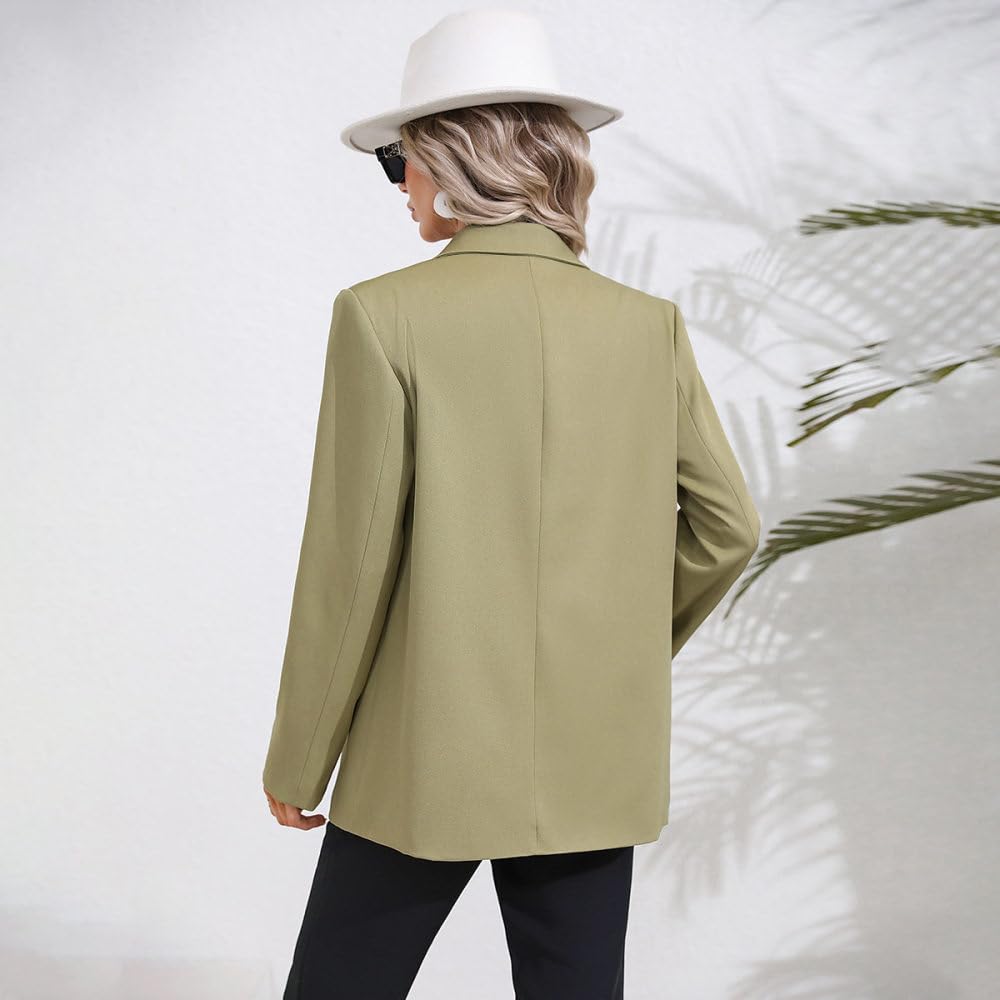 Damen Anzugsjacken Blazer,Hellgrün,Geknöpftes,Gekerbtes Revers,Anzugsblazer,Lässig Geschnittene Langarm Jacken,Mantel Oberteile,Formeller,Eleganter Anzugsblazer Mit Tasche