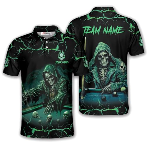 PRIMESTY Custom Billiard Shirts for Men, Personalized Billiard Polo Shirts, Custom Name Billiard Jerseys, Size S-5XL