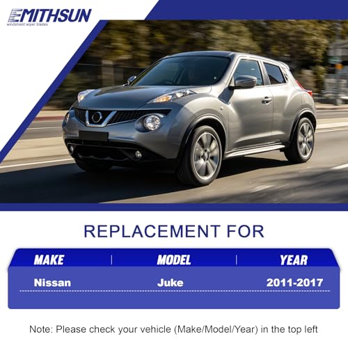 Image of EMITHSUN Replacement for 2011-2017 Nissan Juke Windshield Wiper Blades | 22 inch+14 inch+12 inch,OEM Quality,Front & Rear Wipers,Stable & Quiet Performance,All-Seasons Rubber Wiper Blades,Streak-Free Wiping