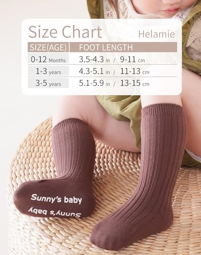 Baby Knee High Socks Non Slip Toddlers Boys Girls Cotton Long Socks for Newborn Tube Crew Socks Kids Stocking 6 Pack2