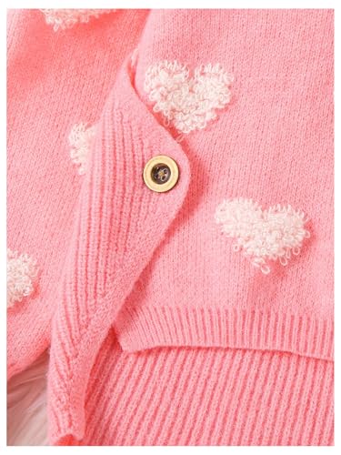 WDIRARA Girl's Heart Sweater Crewneck Button Asymmetrical Pullovers Cute Knit Top4