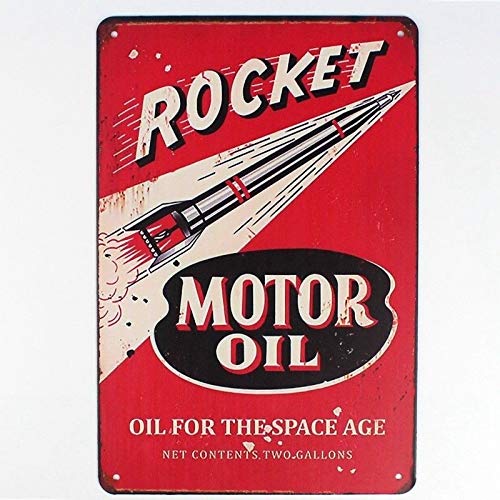 Metal Tin Sign Rocket Motor Oil Decor Bar Pub Home Vintage Retro Poster Metal Tin Sign 8X12 Inches