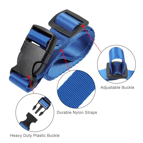 Image of Vigorport Utility Straps Quick Release Nylon Backpack Accessory Bag Strap,Adjustable for Hiking,Travel,Outdoor Sports-4 Pack (Blue, 0.75 inch W-24 L)