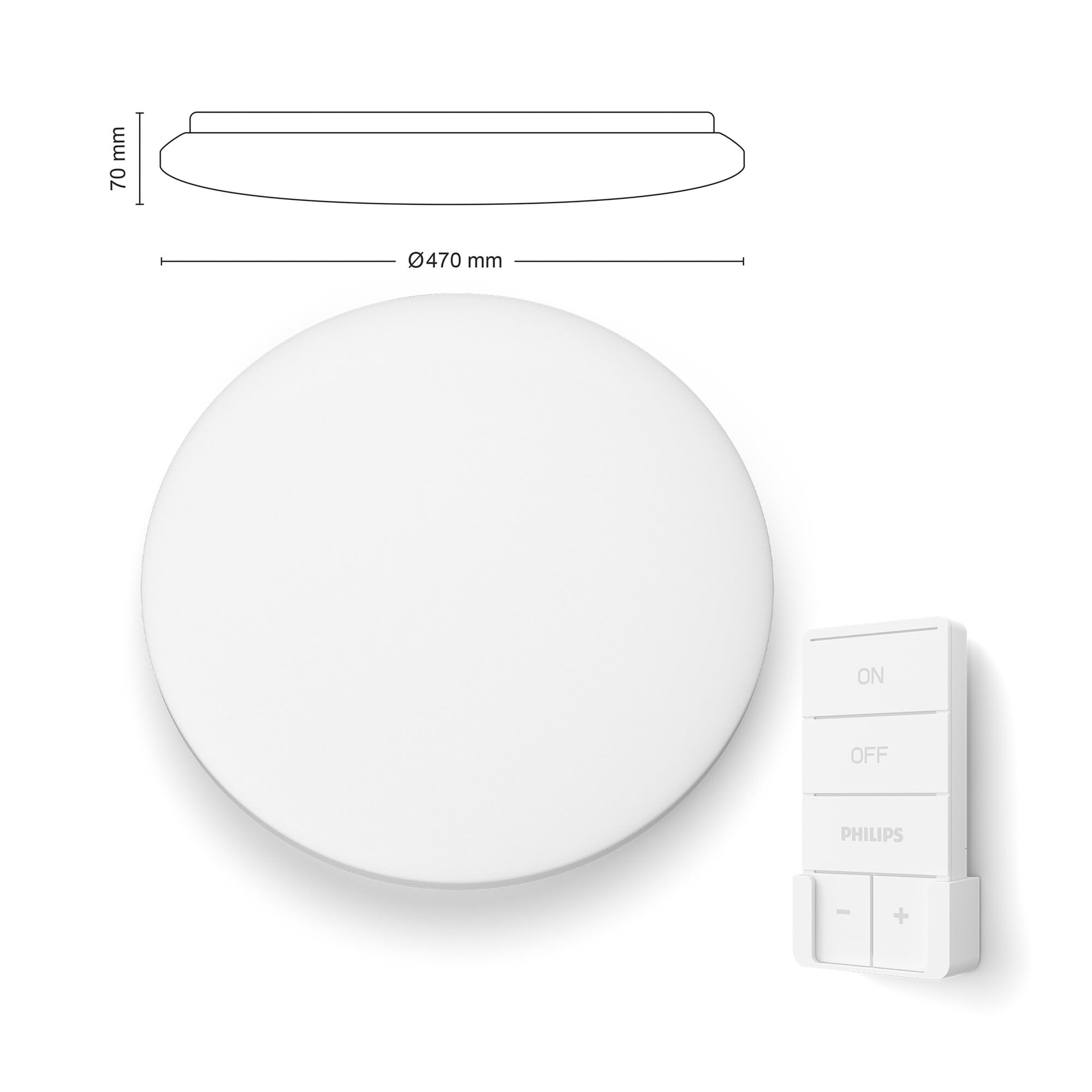 Philips LED Izso, Plafoniera Rotonda + telecomando, Luce Bianca da Calda a Fredda, Dimmer a Fasi, 40W, Bianco