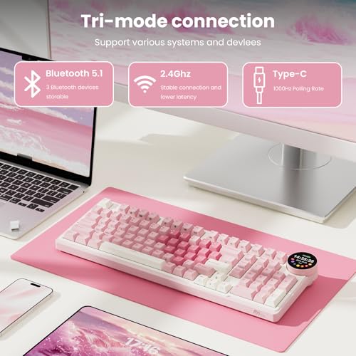 Image of RK ROYAL KLUDGE N99 Wireless Mechanical Keyboard with Screen & Knob, BT /2.4G /USB-C, 96% Hot Swappable Pre-lubed Tactile Switches, Gasket Mount, RGB Mechanical Gaming Keyboards