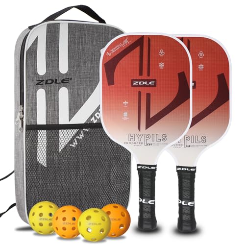 Zdle Pickleball Paddles Pickleball Set of 2, 16 mm Glass Fiber and Thicker Polypropylene Core,8 OZ Lightweight Pickleball Paddle Pickleball Rackets Pickle Ball Raquette Set of 2