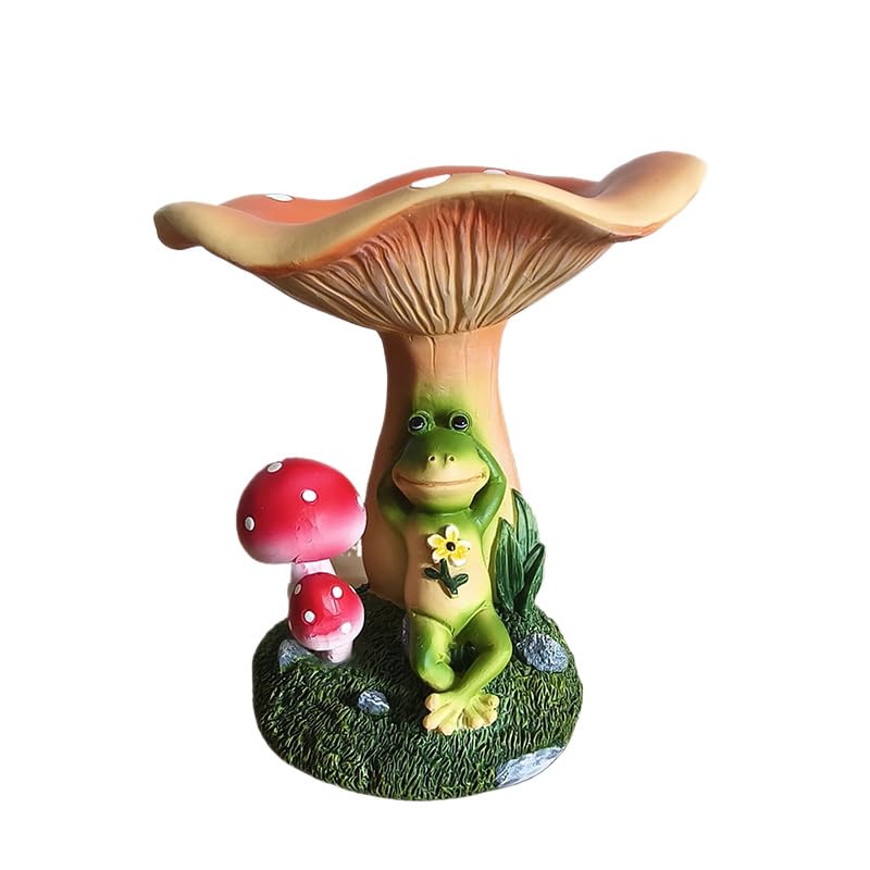 Mangeoire à oiseaux pour terrasse et pelouse style grenouille jaune de jardin