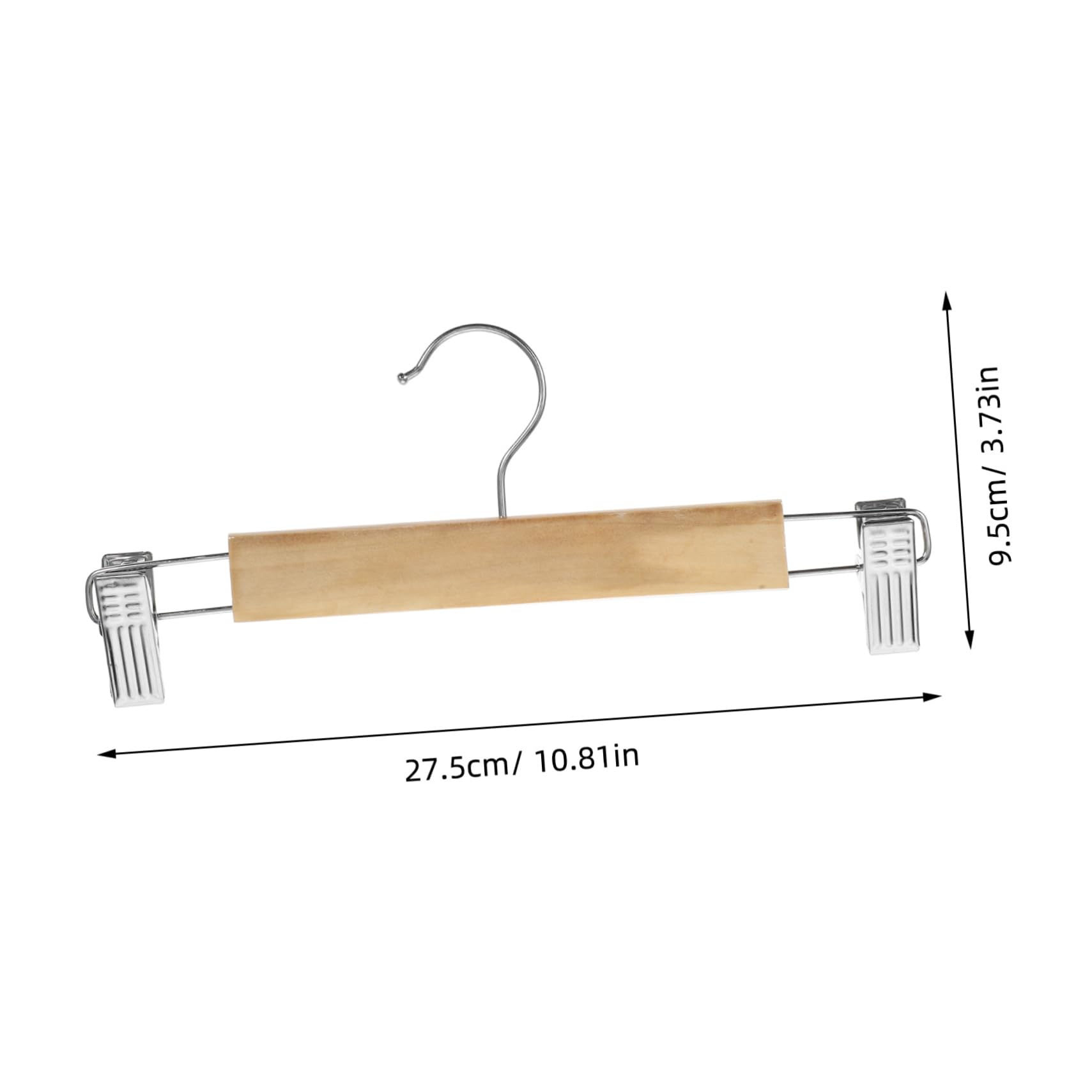 Unomor 10pcs Wooden Skirt Hangers Clips Space-Saving Leggings Hangers for Closet Stainless Steel Pants Clip