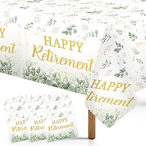 3Pcs Sage Green Retirement Tablecloth Greenery Table Cloth 54" x 108"