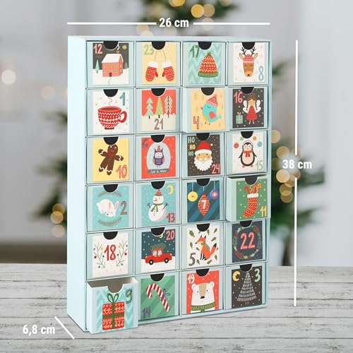 Adventskalender zum Selbst Befüllen – 24 wiederverwendbare Boxen (6x6x6 cm), Kalender DIY, ideal für Kinder & Erwachsene, Freund und Freundin – in Blau für kreative Advent & Nikolaus-Geschenke