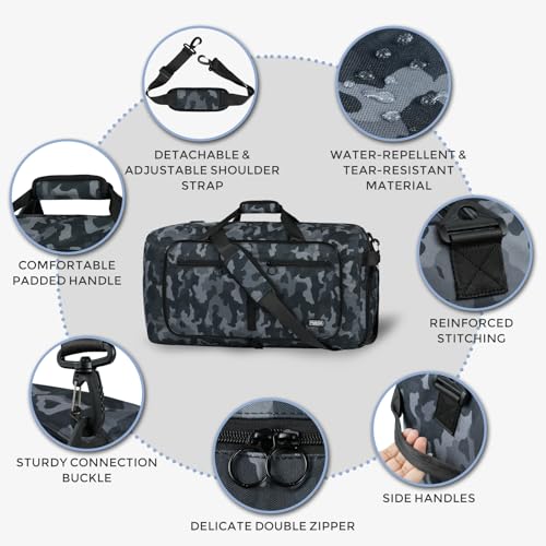 Image of Fmeida 65L Duffle Bag Foldable Travel Duffel Bags for Men Women Travel Bag | Shoes Compartment, 65L Large Capacity, Foldable, Packable, Water Repellent, Tear Resistant, for Traveling Gym Overnight Camp