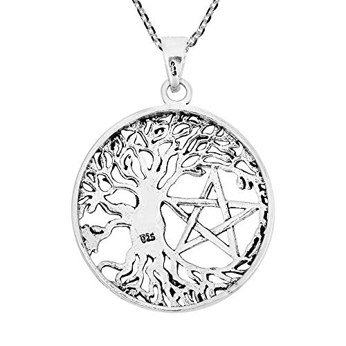 AeraVida Mystical Tree & Pentagram .925 Sterling Silver Pendant Necklace - Image 4