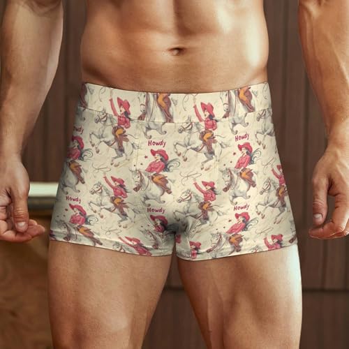 Pink Cowgirl Print Mens Underwear, Soft Boxers for Men, Moisture-Wicking Breathable Boxer Briefs2