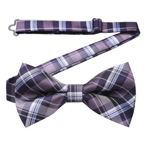 Image of HISDERN Bow Ties for Men Pretied Bowties Classic Formal Business Bow Tie Adjustable Tuxedo Bowtie for Wedding Party